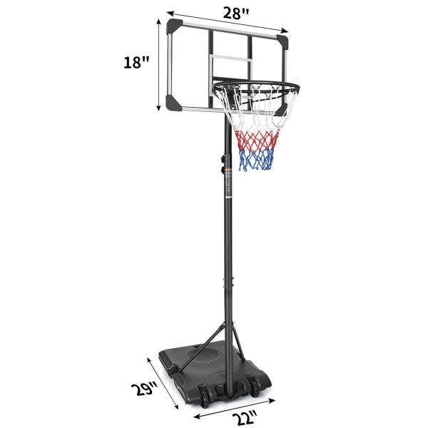 Portable Basketball Goal System with Stable Base and Wheels, use for Indoor Outdoor teenagers youth height adjustable 5.6 to 7ft Basketball Hoop 28 Inch Backboard For Sale