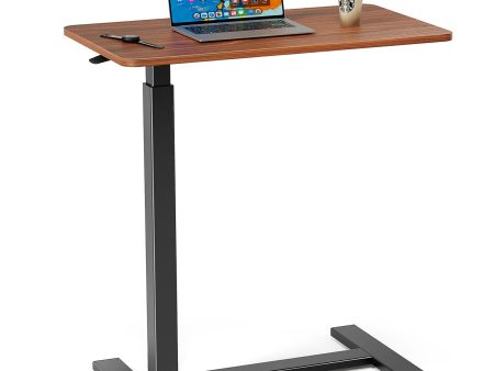 Adjustable mobile bed desk, computer desk, mobile standing desk, lifting desk, desk, brown For Discount