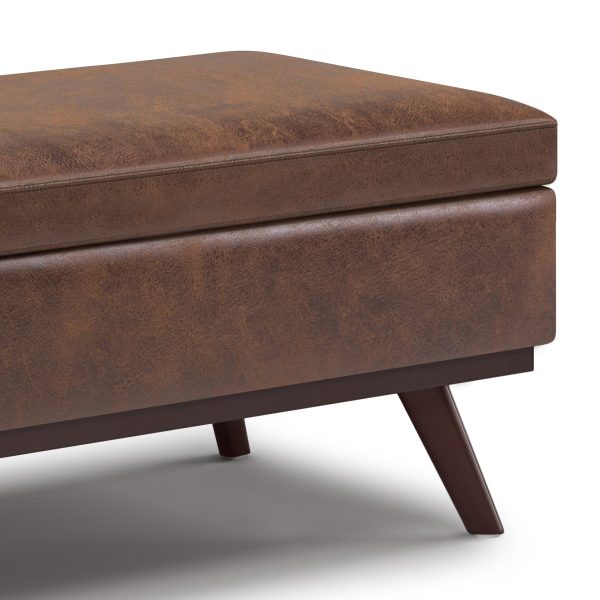 Owen - Lift Top Large Coffee Table Storage Ottoman - Distressed Chestnut Brown Cheap