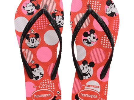 Chinelo Havaianas Slim Disney Minnie  e Mickey Vermelho Crush For Sale