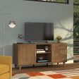 Bridgevine Home Briggs Modern 60 Inch TV Stand for TVs up to 65 inches, Classic Walnut Finish For Cheap