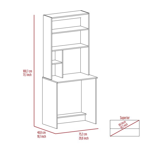 Sawgrass Writing Computer Desk, Hutch, Four Shelves Online Sale