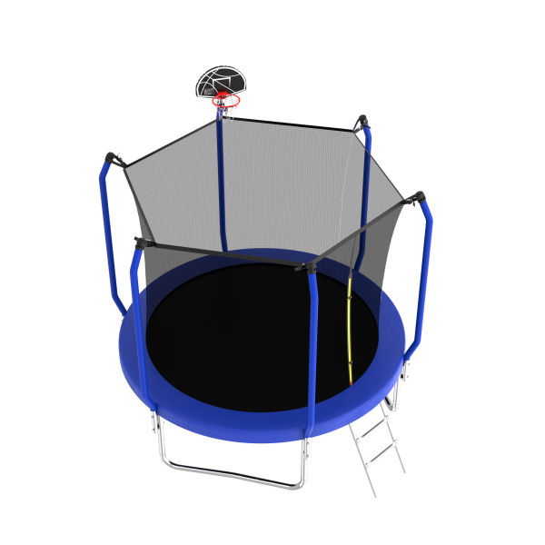 8FT Trampoline with Basketball Hoop, ASTM Approved Reinforced Type Outdoor Trampoline with Enclosure Net For Sale