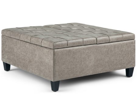 Harrison - Coffee Table Storage Ottoman - Distressed Grey Taupe Hot on Sale