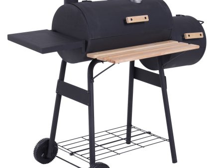 Outsunny 48  Steel Portable Backyard Charcoal BBQ Grill and Offset Smoker Combo with Wheels Online Sale