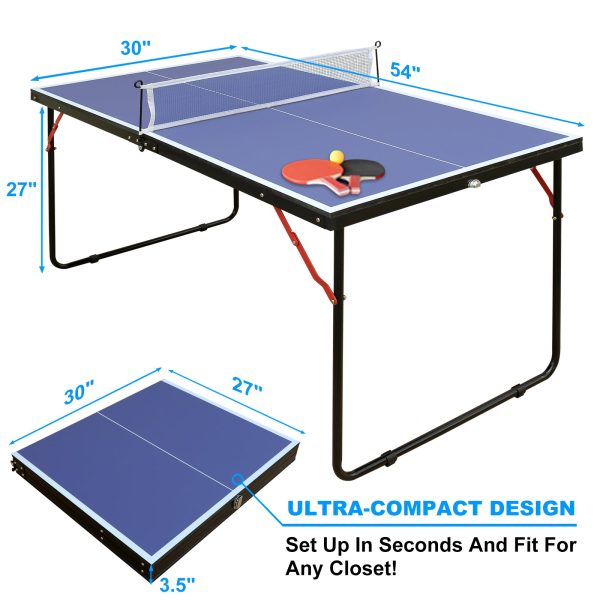 Table Tennis Table Foldable & Portable Ping Pong Table Set with Net and 2 Ping Pong Paddles for Indoor Outdoor Game Discount