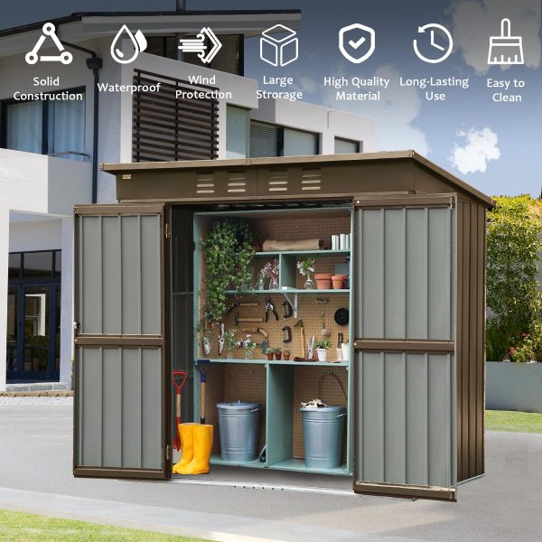 Outdoor Storage Shed 6x4 FT, Metal Tool Sheds Storage House with Lockable Double Door, Large Bike Shed Waterproof for Garden, Backyard, Lawn Fashion