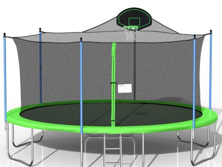 16FT Trampoline for Adults & Kids with Basketball Hoop, Outdoor Trampolines w Ladder and Safety Enclosure Net for Kids and Adults Cheap