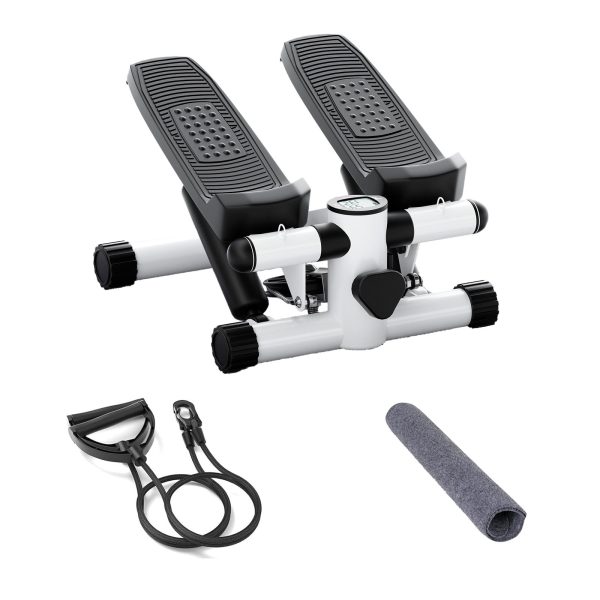 Mini Fitness Stepper, Hydraulic Fitness Stepper with Resistance Bands and Display, Silent Design, Weight Capacity 300LBS, Portable Stepper for Total Body Workout,11.3 L x 12.6 W x 7.8 H,White Hot on Sale