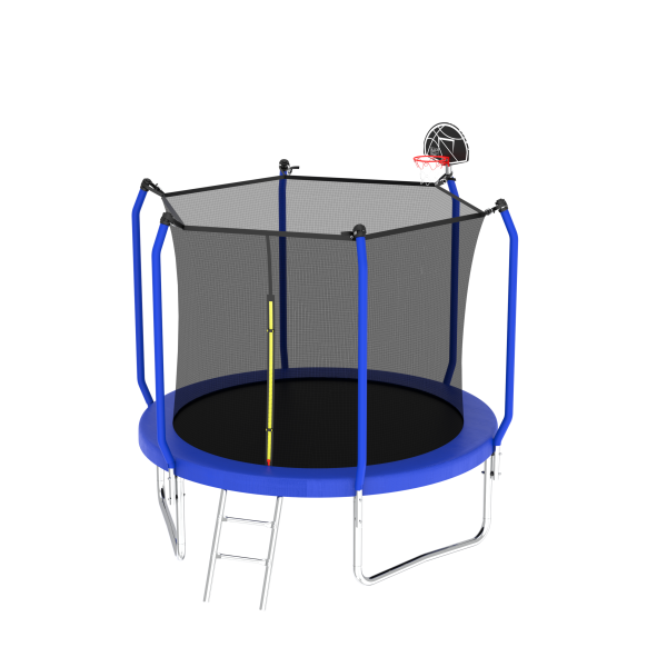 8FT Trampoline with Basketball Hoop, ASTM Approved Reinforced Type Outdoor Trampoline with Enclosure Net For Sale