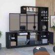 Kava Entertainment Center, Six External Shelves, Double Door Cabinet, Storage Spaces for TV´s up 37  -Black on Sale