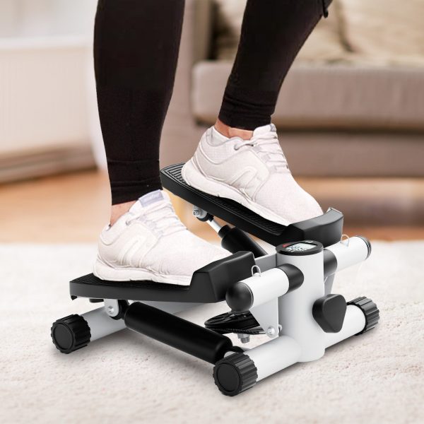 Mini Fitness Stepper, Hydraulic Fitness Stepper with Resistance Bands and Display, Silent Design, Weight Capacity 300LBS, Portable Stepper for Total Body Workout,11.3 L x 12.6 W x 7.8 H,White Hot on Sale