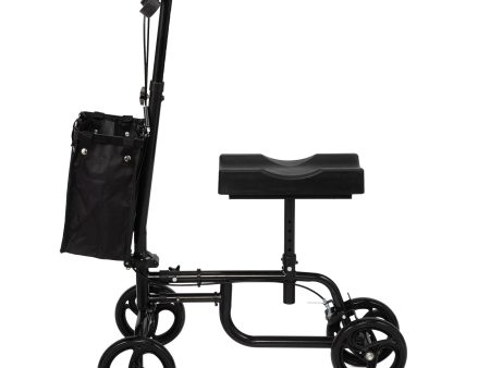 Folding Knee Scooter, Steerable Leg Walker with Bag and Dual Braking System, Crutch Alternative for Foot Injuries Ankles Surgery, Black on Sale