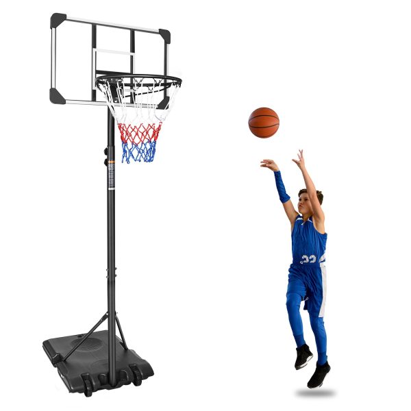 Portable Basketball Goal System with Stable Base and Wheels, use for Indoor Outdoor teenagers youth height adjustable 5.6 to 7ft Basketball Hoop 28 Inch Backboard For Sale