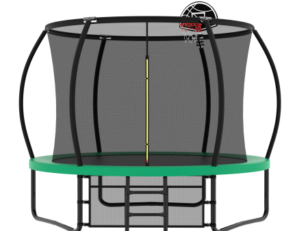 10FT Pumpkin Trampoline, Outdoor Trampoline with Basketball Hoop, Enclosure Net and Ladder Fashion