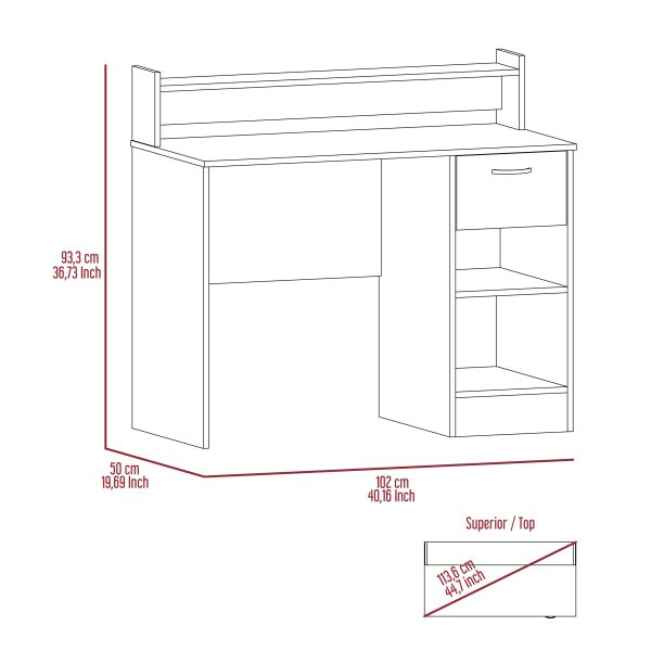 Charlotte Computer Desk with 2 Storage Shelves and Drawer Discount