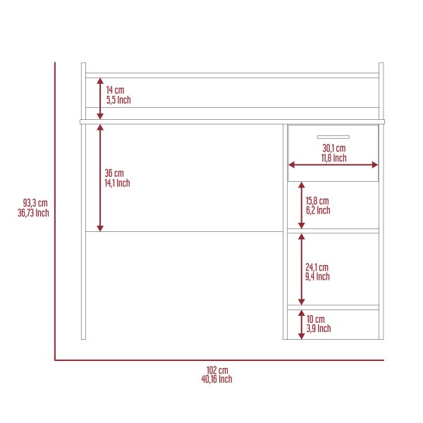 Charlotte Computer Desk with 2 Storage Shelves and Drawer Discount