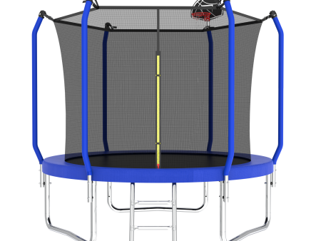 8FT Trampoline with Basketball Hoop, ASTM Approved Reinforced Type Outdoor Trampoline with Enclosure Net For Sale