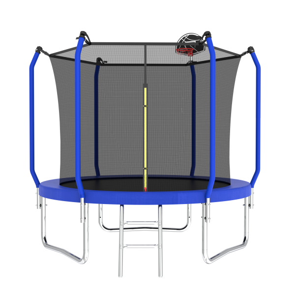 8FT Trampoline with Basketball Hoop, ASTM Approved Reinforced Type Outdoor Trampoline with Enclosure Net For Sale