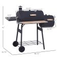 Outsunny 48  Steel Portable Backyard Charcoal BBQ Grill and Offset Smoker Combo with Wheels Online Sale