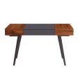 Techni Mobili  Writing Desk - Dual Side & Pull-Out Front Drawer  - Coated Grey Steel Frame - Mahogany Online now