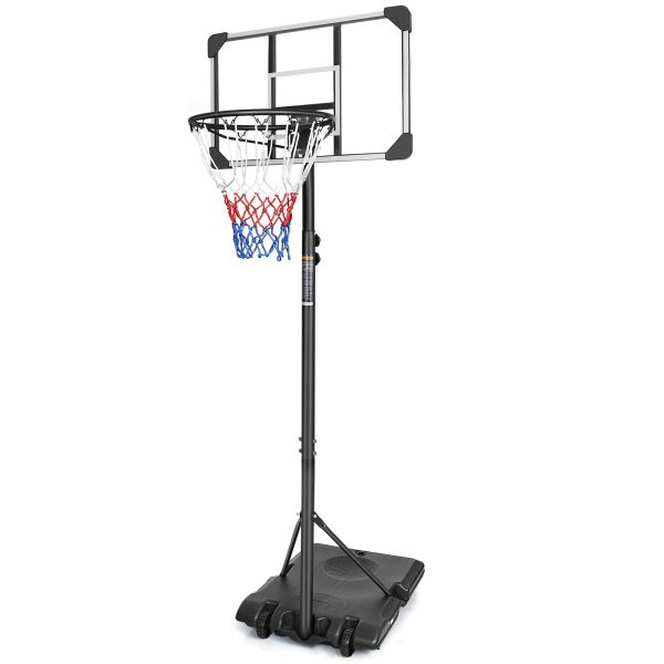 Portable Basketball Goal System with Stable Base and Wheels, use for Indoor Outdoor teenagers youth height adjustable 5.6 to 7ft Basketball Hoop 28 Inch Backboard For Sale