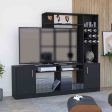 Kava Entertainment Center, Six External Shelves, Double Door Cabinet, Storage Spaces for TV´s up 37  -Black on Sale