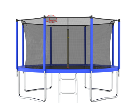 12FT Trampoline for Kids & Adults with Basketball Hoop and Ball ,Recreational Trampolines with Safety Enclosure for Back Yard Outdoor on Sale