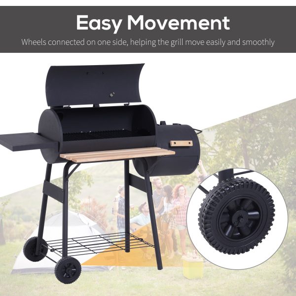 Outsunny 48  Steel Portable Backyard Charcoal BBQ Grill and Offset Smoker Combo with Wheels Online Sale