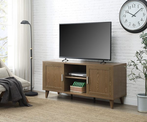 Bridgevine Home Briggs Modern 60 Inch TV Stand for TVs up to 65 inches, Classic Walnut Finish For Cheap