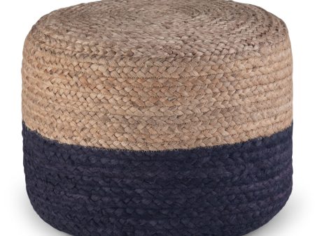 Lydia - Round Pouf - Navy   Natural For Discount