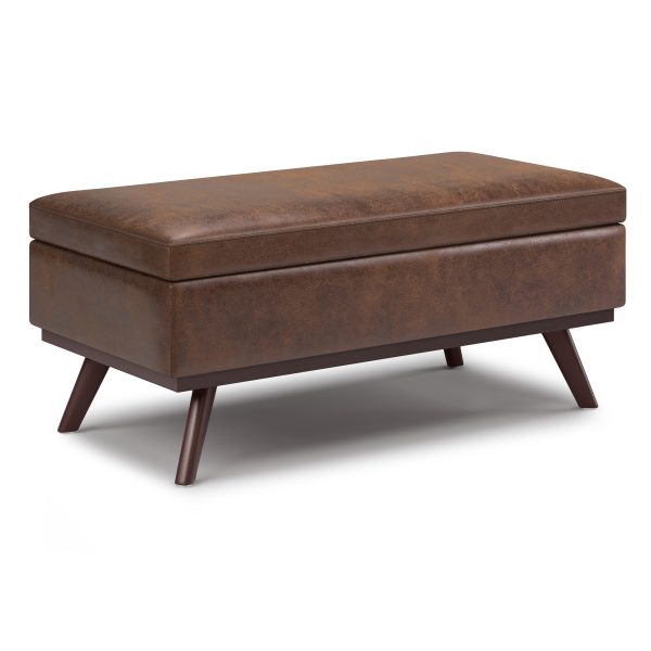 Owen - Lift Top Large Coffee Table Storage Ottoman - Distressed Chestnut Brown Cheap