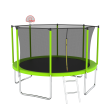 12FT Trampoline Green for Kids & Adults with Basketball Hoop and Ball ,Recreational Trampolines with Safety Enclosure for Back Yard Outdoor Cheap