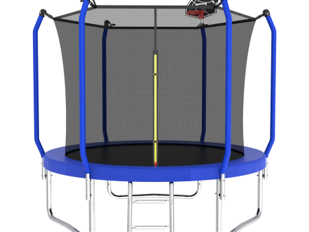 10FT Trampoline with Basketball Hoop, ASTM Approved Reinforced Type Outdoor Trampoline with Enclosure Net For Cheap