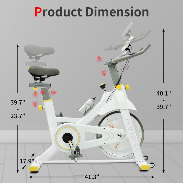 Indoor Exercise Bike Cycling Bike with Comfortable Seat Cushion Yellow+White For Cheap