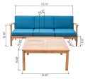 PERLA 3 SEATER SOFA AND TABLE SET, BLUE For Cheap