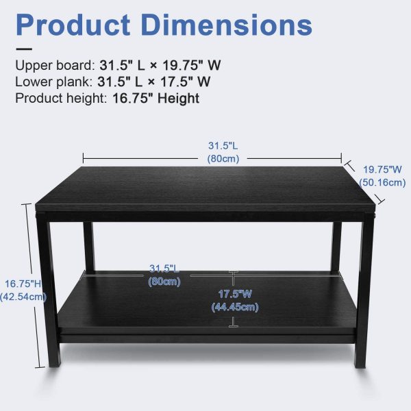 YSSOA Storage Shelf for Living Room and Office, Easy Assembly, Black (Home Coffee Table), 31x20x16 inch Discount