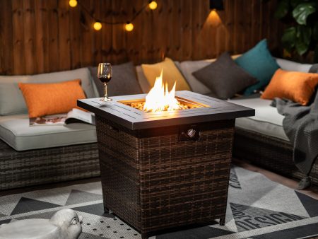 28inch Wicker Square Fire Pit Table For Discount