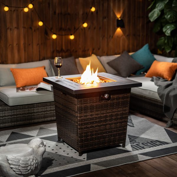 28inch Wicker Square Fire Pit Table For Discount