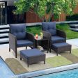 5 Piece Outdoor Patio Furniture Set,All Weather PE Rattan Conversation Chairs with Armrest and Removable Cushions,Ottomans and Storage Coffee Table for Poolside Garden Balcony Deck(Peacock Blue) Cheap