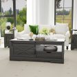 Farmhouse Sliding Barn Door Coffee Storage Large Rectangular Table - Dark Gray Online Hot Sale