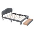 Teddy Fleece Queen Size Upholstered Platform Bed with 1 Nightstand, Gray Online now