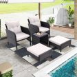 5 Piece Outdoor Patio Furniture Set,All Weather PE Rattan Conversation Chairs with Armrest and Removable Cushions,Ottomans and Storage Coffee Table for Poolside Garden Balcony Deck(Beige) Online