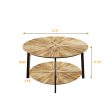 31.5  Round Coffee Table,Stand Wooden Double Layer Coffee Table with Open Storage Space and Metal Table Legs for Living Room,Bedroom Discount