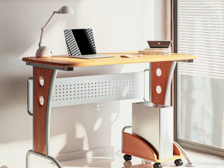 Techni Mobili Modern  Computer Desk With Mobile CPU Caddy, Dark Honey Hot on Sale