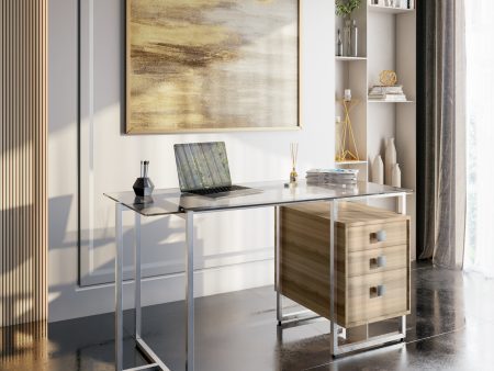 Techni Mobili Oak Computer Desk with Storage Supply