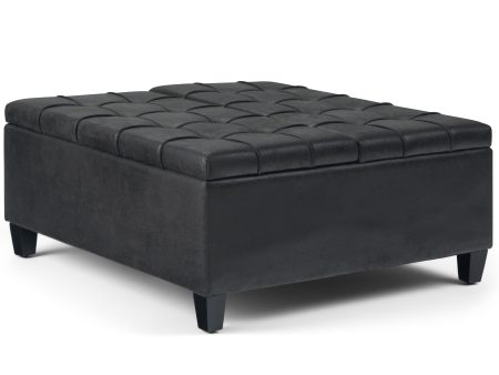 Harrison - Coffee Table Storage Ottoman - Distressed Black on Sale