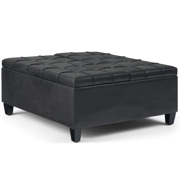 Harrison - Coffee Table Storage Ottoman - Distressed Black on Sale