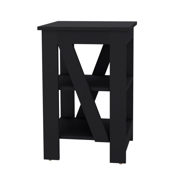 Taylor 3-Tier End Table Nightstand, Side Table for Small Space, Black Supply