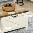 HOMCOM Farmhouse Coffee Table with Storage and Drawer, Rustic Coffee Table for Living Room, Open Shelf, White Online Sale